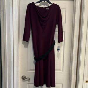 Danny & Nicole Deep Burgundy Long Sleeve Dress. Swing dress! 50’s inspired.